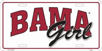 Alabama Bama Girl Roll Tide Chrome on Black License Plate