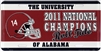 Alabama 2011 National Champions License Plate