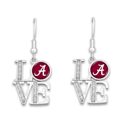 Alabama Crimson Tide Love Pendant Earrings